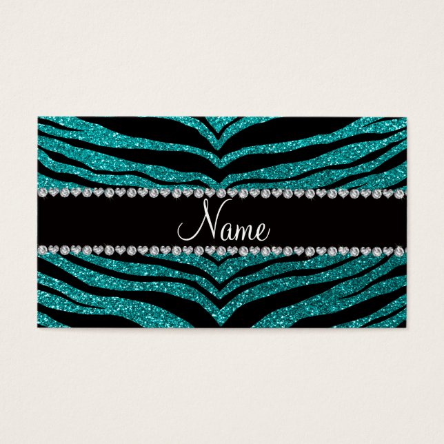 Personalise name bright aqua glitter tiger stripes (Front)