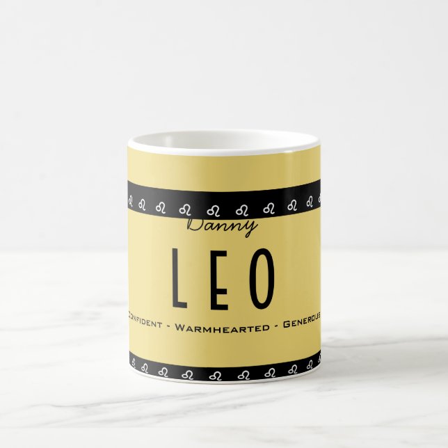 Personalise Name-Colour LEO Birthday Zodiac Coffee Mug (Center)