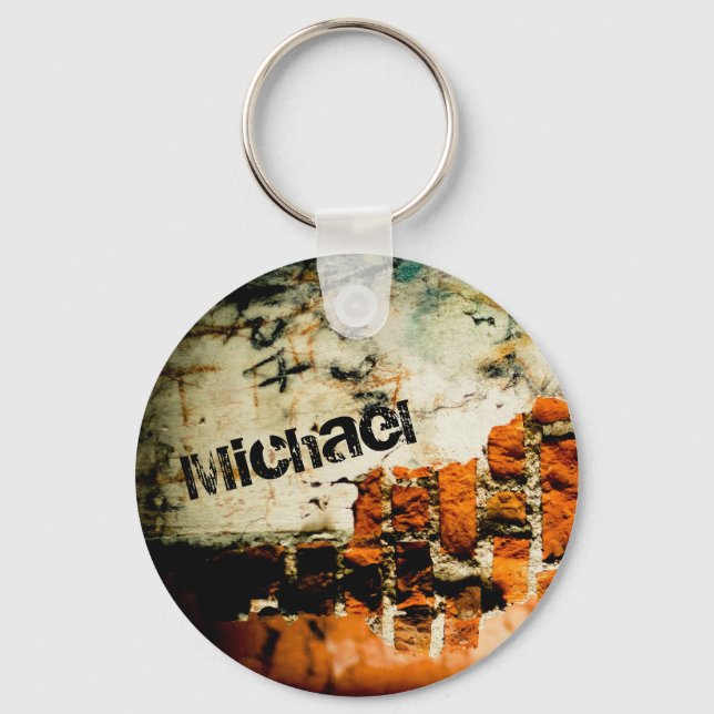 Personalise name Cool White orange Broken brick Wi Key Ring (Front)