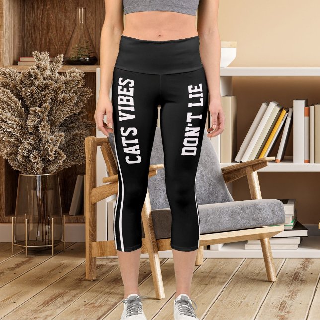 Personalise Name Custom White Black Cat Mum Funny Capri Leggings (Creator Uploaded)