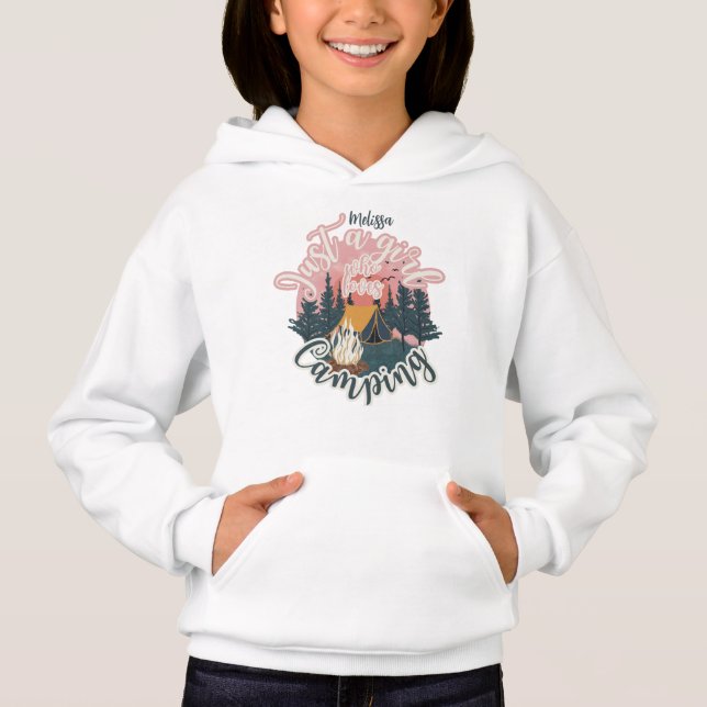 Personalise name cute aesthetic girl camping  (Front)