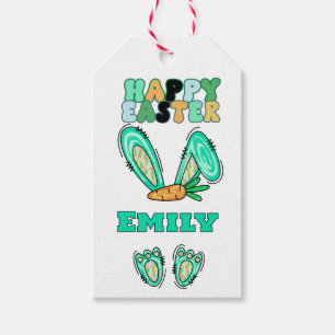 Personalise Name Cute Easter Bunny Gift Tags