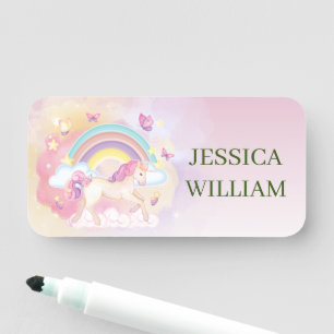 Personalise Name Cute unicorn, Back To School  Name Tag