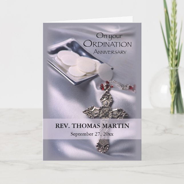 Personalise Name, Date, 25th Ordination Anniversar Card (Front)