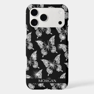 Personalise Name, Diamond Butterfly Pattern, Black
