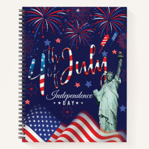 Personalise Name Fireworks Fourth Of July  Notebook