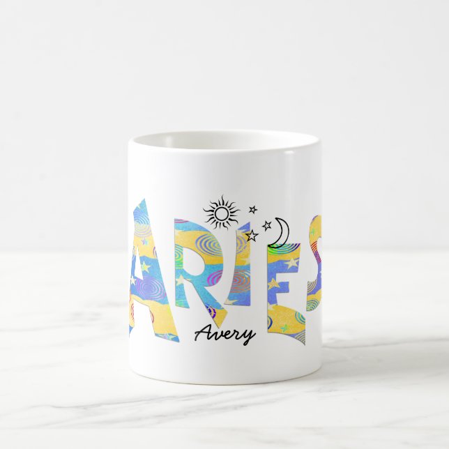 Personalise Name-Fun ARIES Birthday Zodiac Mug (Center)