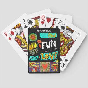 Personalise NAME  Fun Trendy Cartoon Collage Poker Playing Cards