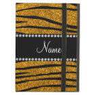 Personalise name gold glitter zebra stripes