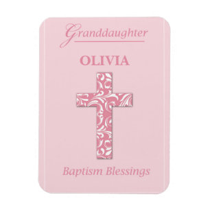 Personalise Name Granddaughter Baptism Pink Girl Magnet