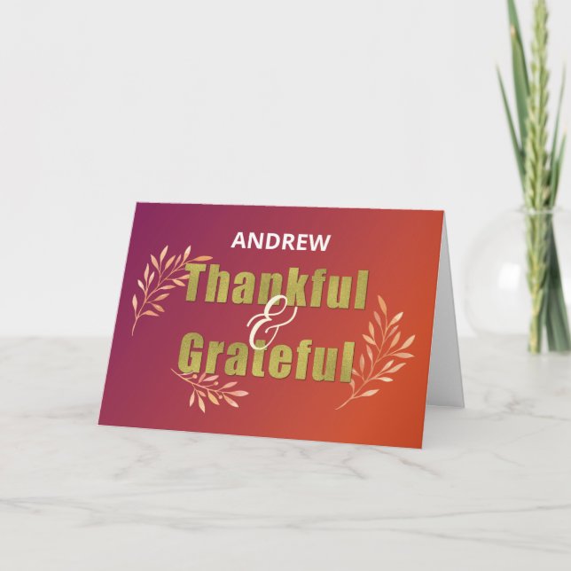 Personalise Name Grateful & Thankful at Thanksging Card (Front)