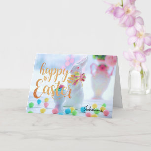 Personalise Name HAPPY EASTER Cute Bunny Aesthetic Card