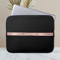 Personalise Name, Initials, Rose Gold Stripes, Blk