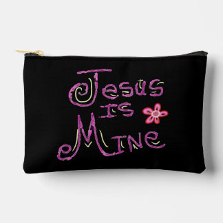 Personalise Name Jesus is Mine Christian Quote Accessory Pouch