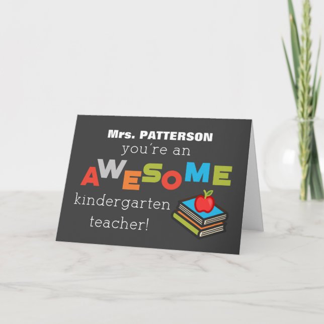 Personalise Name Kindergarten Teacher Appreciation Card (Front)