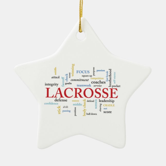 Personalise Name Lacrosse Coach Thanks Words Ceramic Tree Decoration (Front)
