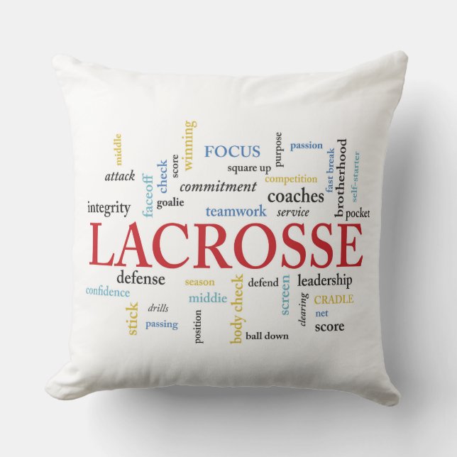 Personalise Name Lacrosse Coach Thanks Words Cushion (Front)