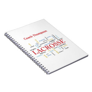 Personalise Name Lacrosse Coach Thanks Words Notebook