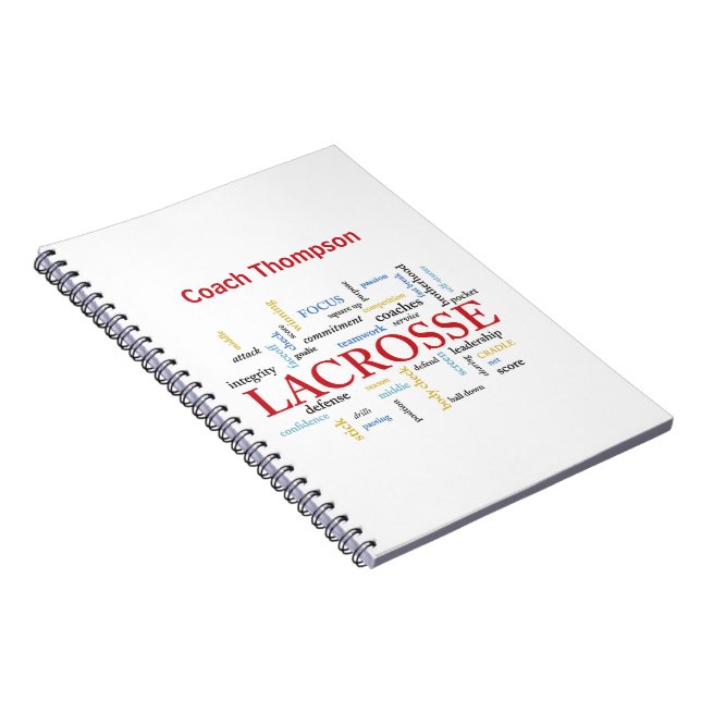 Personalise Name Lacrosse Coach Thanks Words Notebook (Right Side)