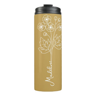 Personalise Name, May Birth Flower  Thermal Tumbler