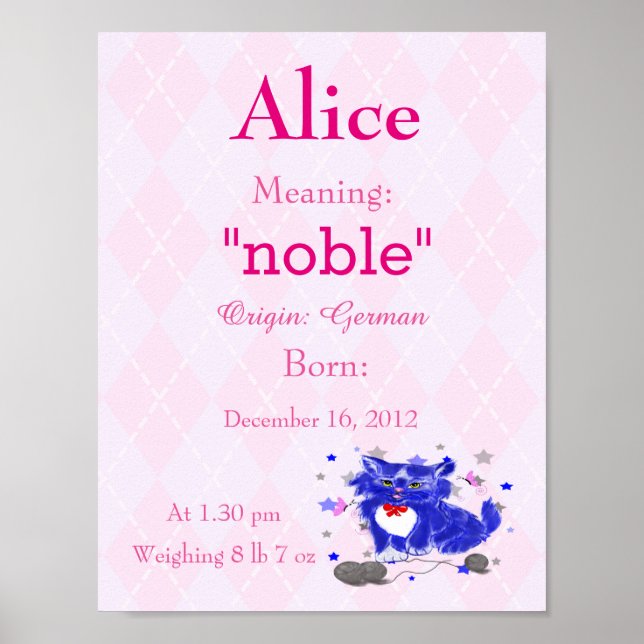 Personalise Name meaning keepsake nursery room Poster (Front)