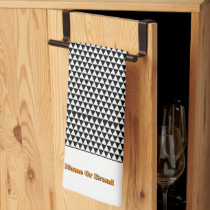 Personalise Name Or Brand Black White Geo Tea Towel