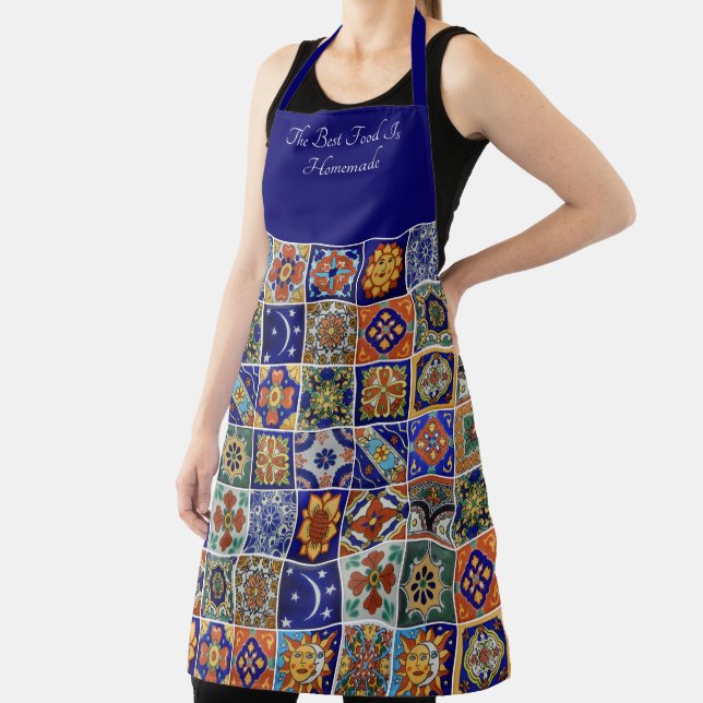 Personalise Name or Text Southwest Talavera Tile Apron (Insitu)