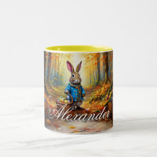Personalise Name Peter Easter Eggs Basket Two-Tone Coffee Mug