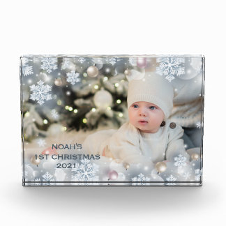 Personalise Name & Photo Baby's First Christmas 8  Block
