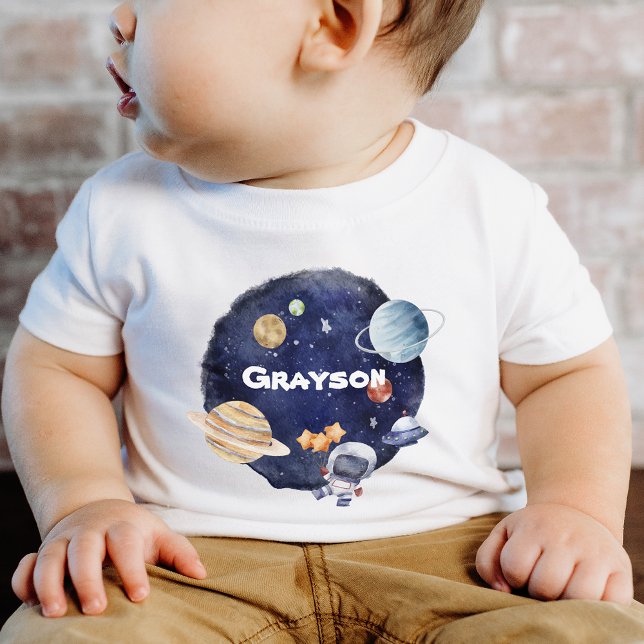 Personalise Name Planet Spaceship Baby T-Shirt (Personalize Name Planet Spaceship Baby Baby T-Shirt)
