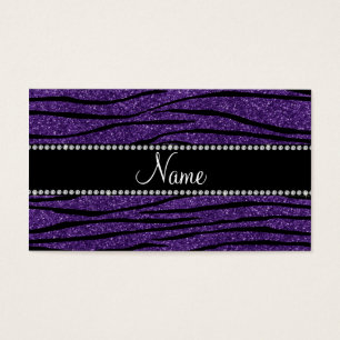 Personalise name purple glitter zebra stripes