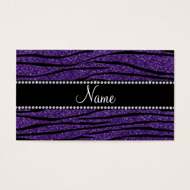 Personalise name purple glitter zebra stripes (Front)
