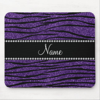 Personalise name purple glitter zebra stripes mouse pad