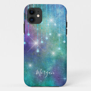 Personalise Name, Purple & Teal, Lights & Sparkle  Case-Mate iPhone Case