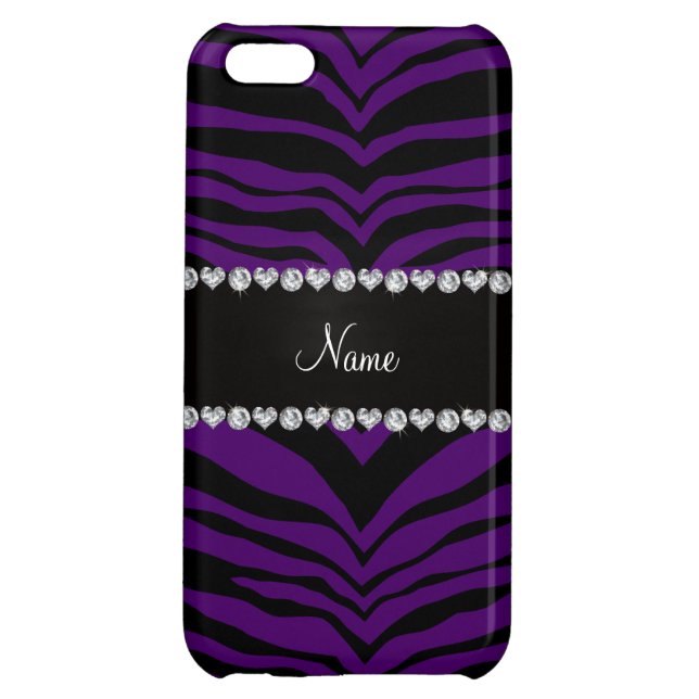Personalise name purple tiger stripes iPhone case (Back)