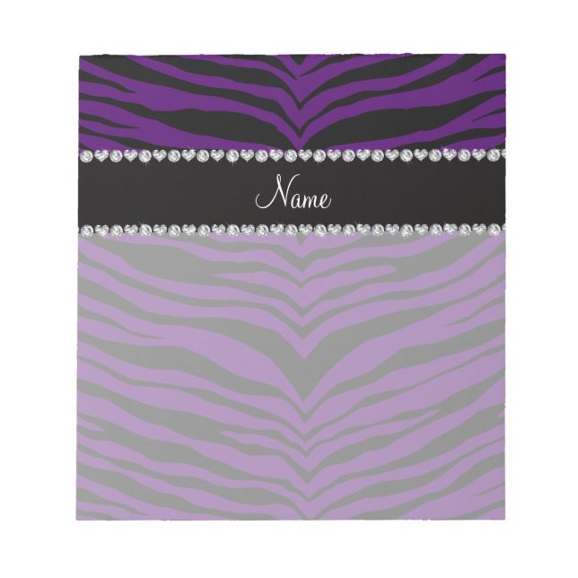 Personalise name purple tiger stripes notepad (Front)
