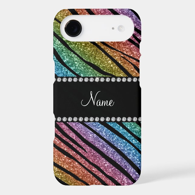 Personalise name rainbow glitter zebra stripes iPod touch (5th generation) case (Back)