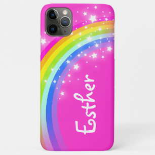 Personalise name rainbow pink girl ipod case