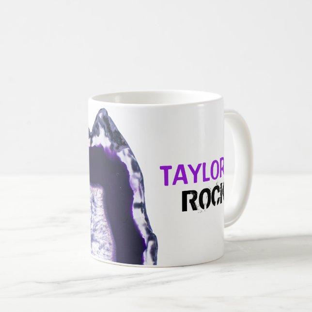 *~* Personalise NAME ROCKS Crystals Agate Geode Coffee Mug (Front Right)