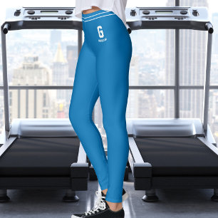 Personalise Name Royal Blue White Striped Monogram Leggings