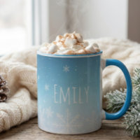 personalise name snowflake winter cold vibe mug