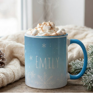 personalise name snowflake winter cold vibe mug