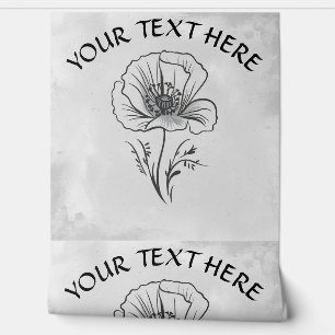 Personalise Name Text Simple Poppy Flower Wallpaper