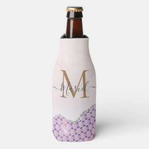 Personalise Name Trendy Pink Purple Silver Agate Bottle Cooler