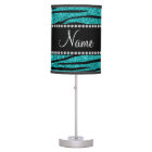 Personalise name turquoise glitter zebra stripes
