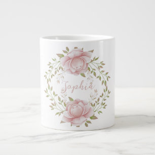 personalise name vintage floral watercolor large coffee mug