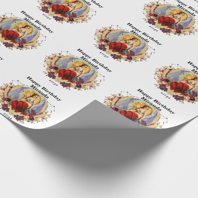 Personalise Name Virgo Custom Birthday Wrapping Paper (Corner)
