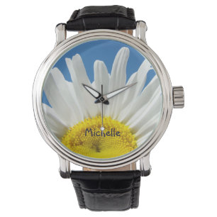 Personalise Name watches Yellow White Daisy Flower