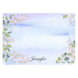 Personalise Name Watercolor Simple Floral Border Post-it Notes