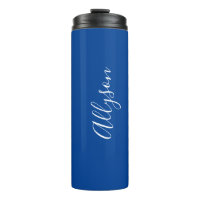 Personalise Name White Script Vertical, Deep Blue